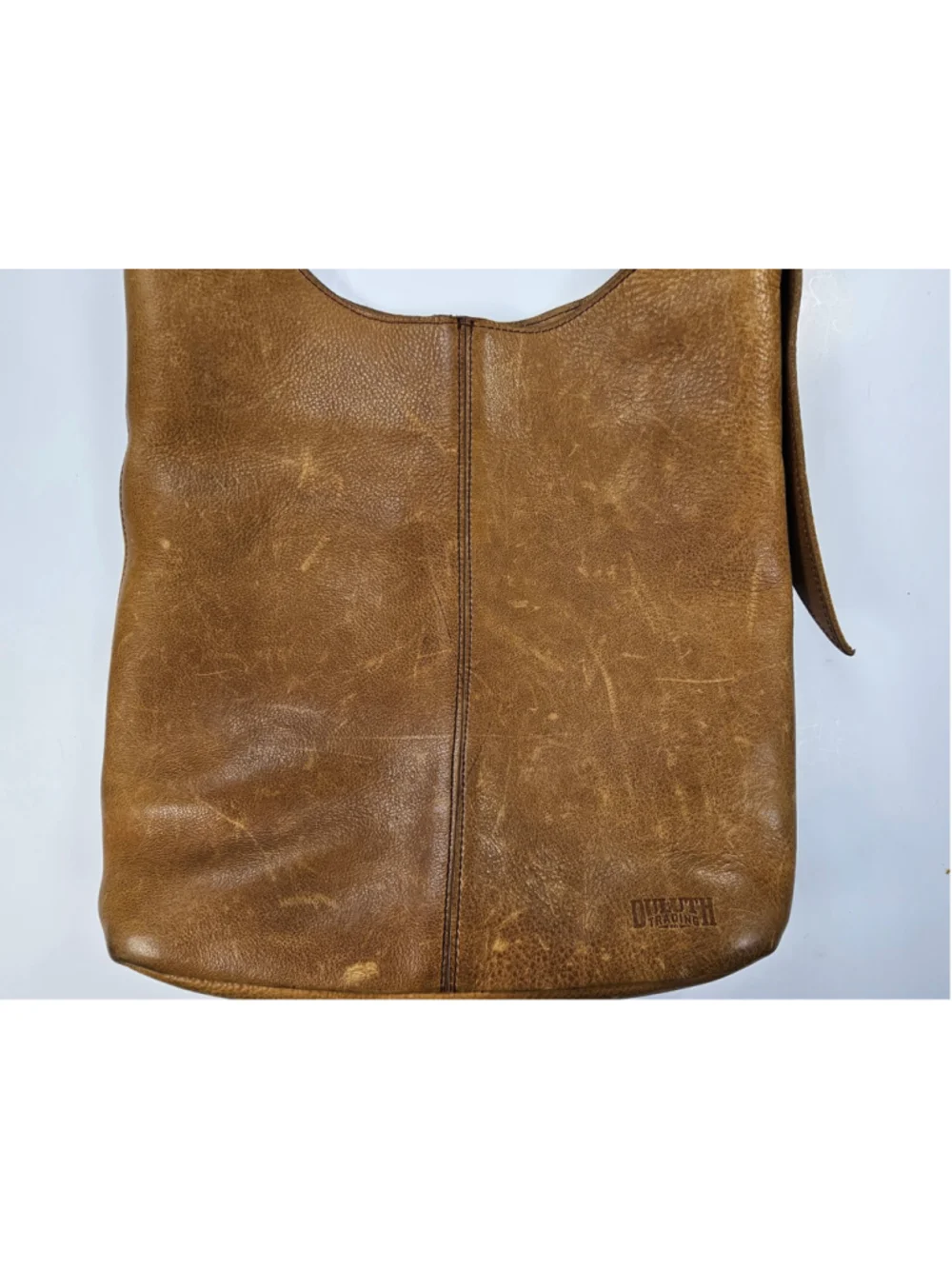 Duluth Trading Co Leather Hobo Shoulder Bag Brown Distressed Full Grain Purse